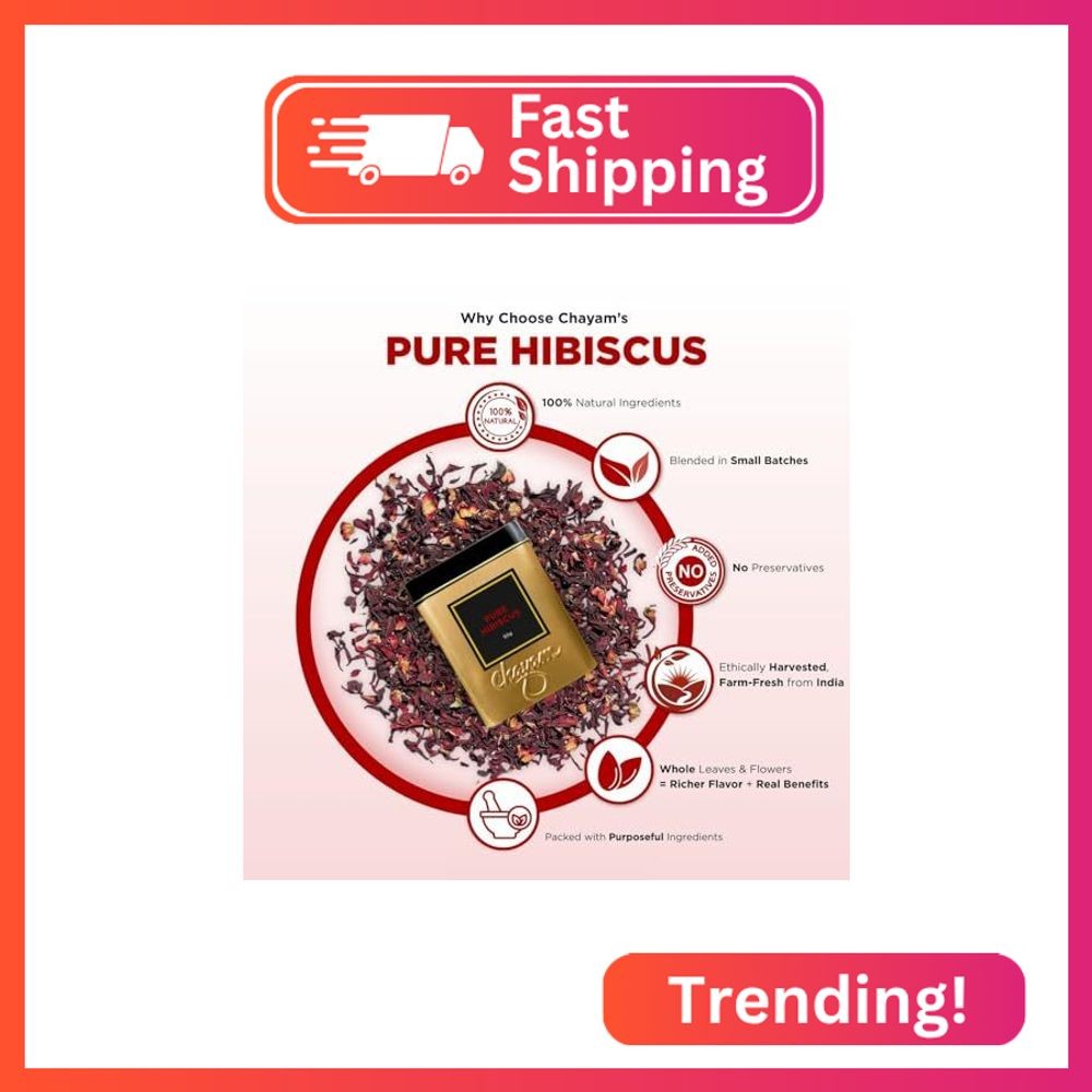 CHAYAM Hibiscus Flower Tea 30+Cups/2.1oz | Pure Dried Hibiscus Flowers Loose Lea