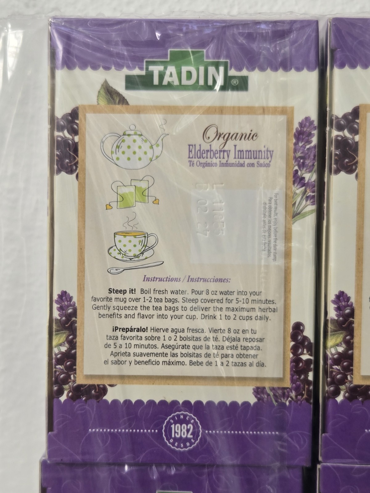 Tadin Organic Elderberry Immunity 20 Tea Bags (Lot Of 6 Boxes) Sick Health Drink