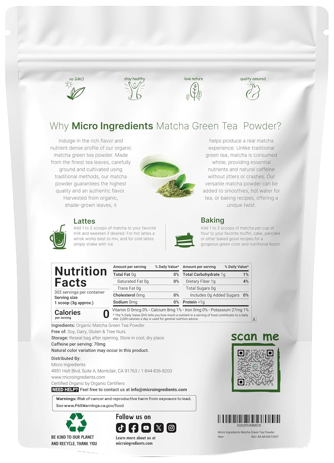 Organic Matcha Green Tea Powder 2 lb First Harvest Culinary Grade from Japan