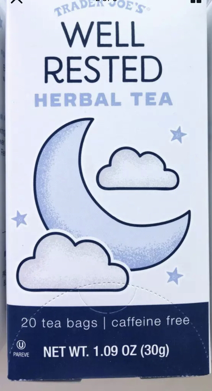 3 Packs Trader Joe’s Well Rested Herbal Tea 20 Tea Bags 1.09 oz Each Pack