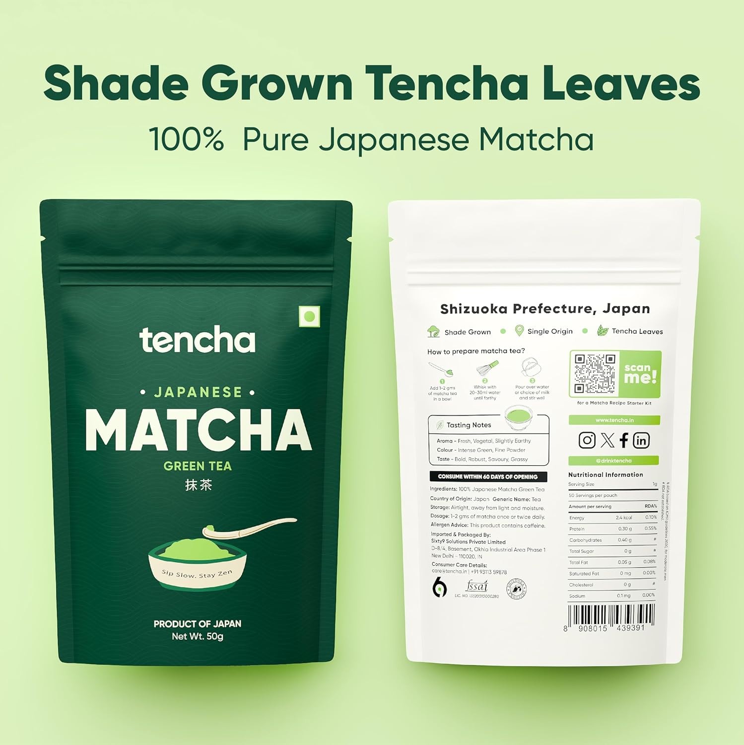 Tencha Japanese Matcha Green Tea Powder Culinary Grade Vegan 50 Servings, 50 GM