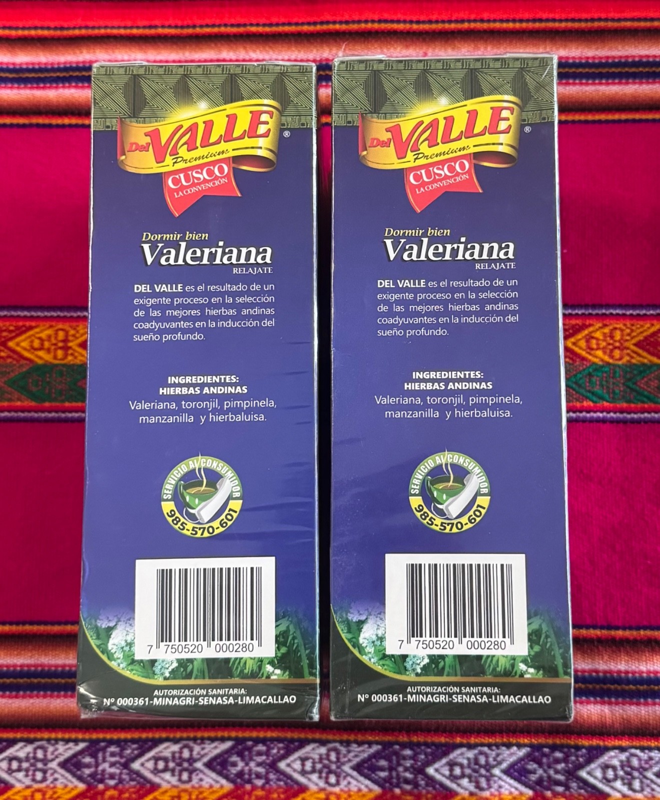 Del Valle Premium Tea Valeriana Relajante Peruvian Tea 200 bags 2 Sealed boxes