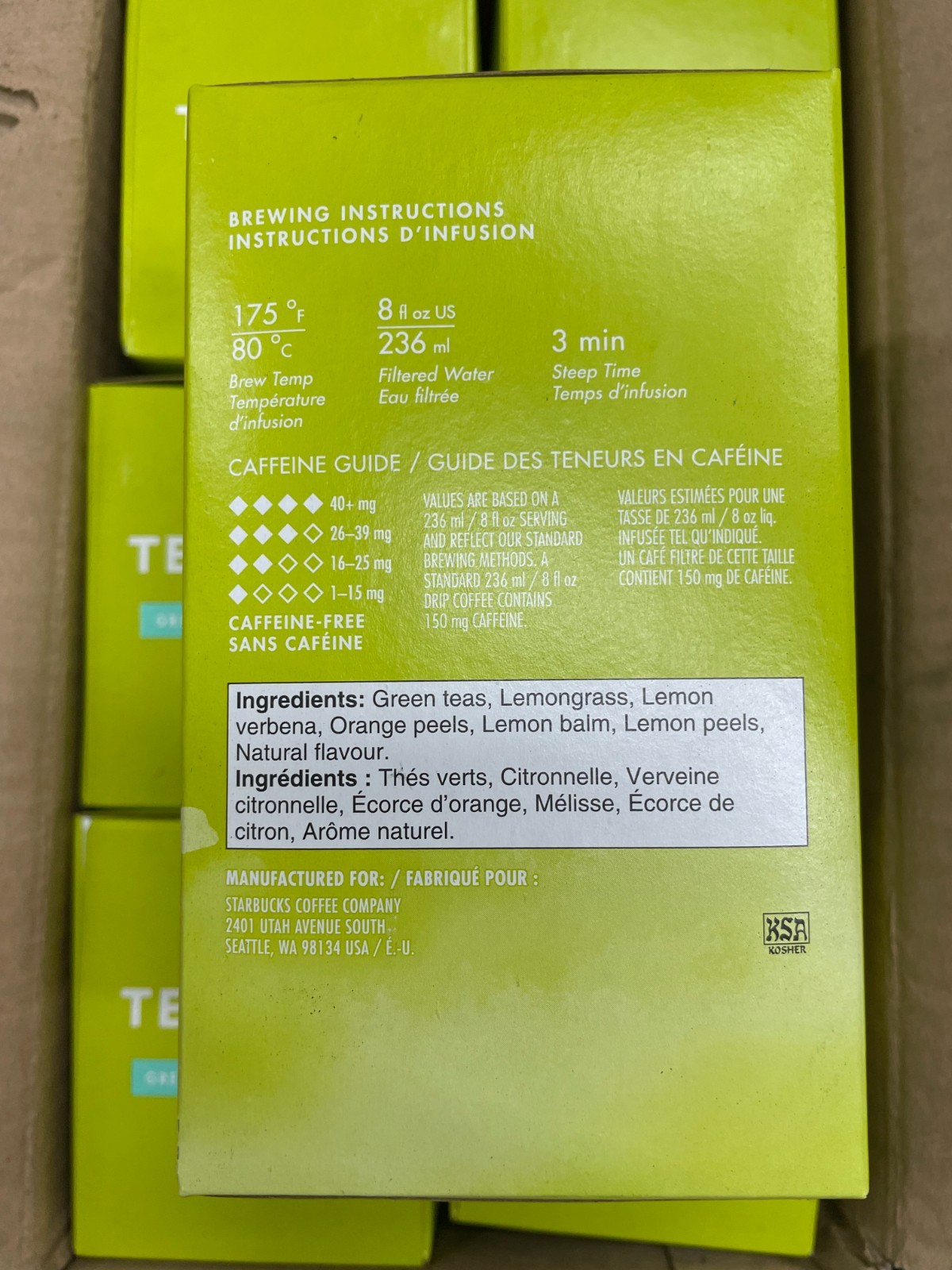 6x Teavana Jasmine Citrus Green Tea 24ct. Filterbags