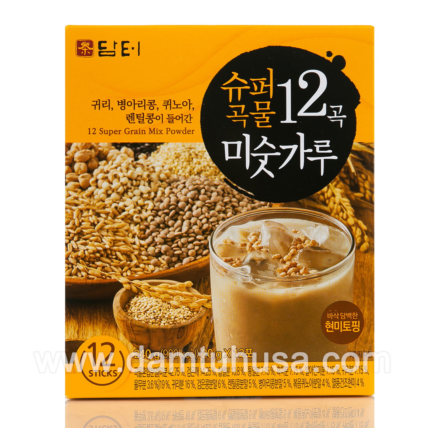 Damtuh 12 Super Grain Mix Powder Tea 20g x 12 pcs, Korean Tea