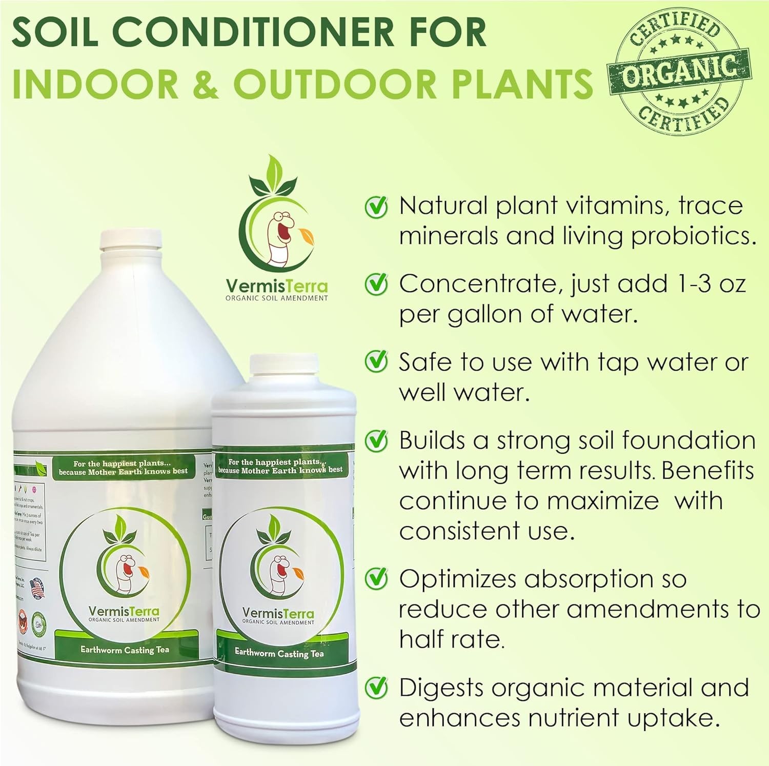 1 Gallon Organic Worm Tea & Kelp Biofertilizer – Nourish Plants & Boost Growth
