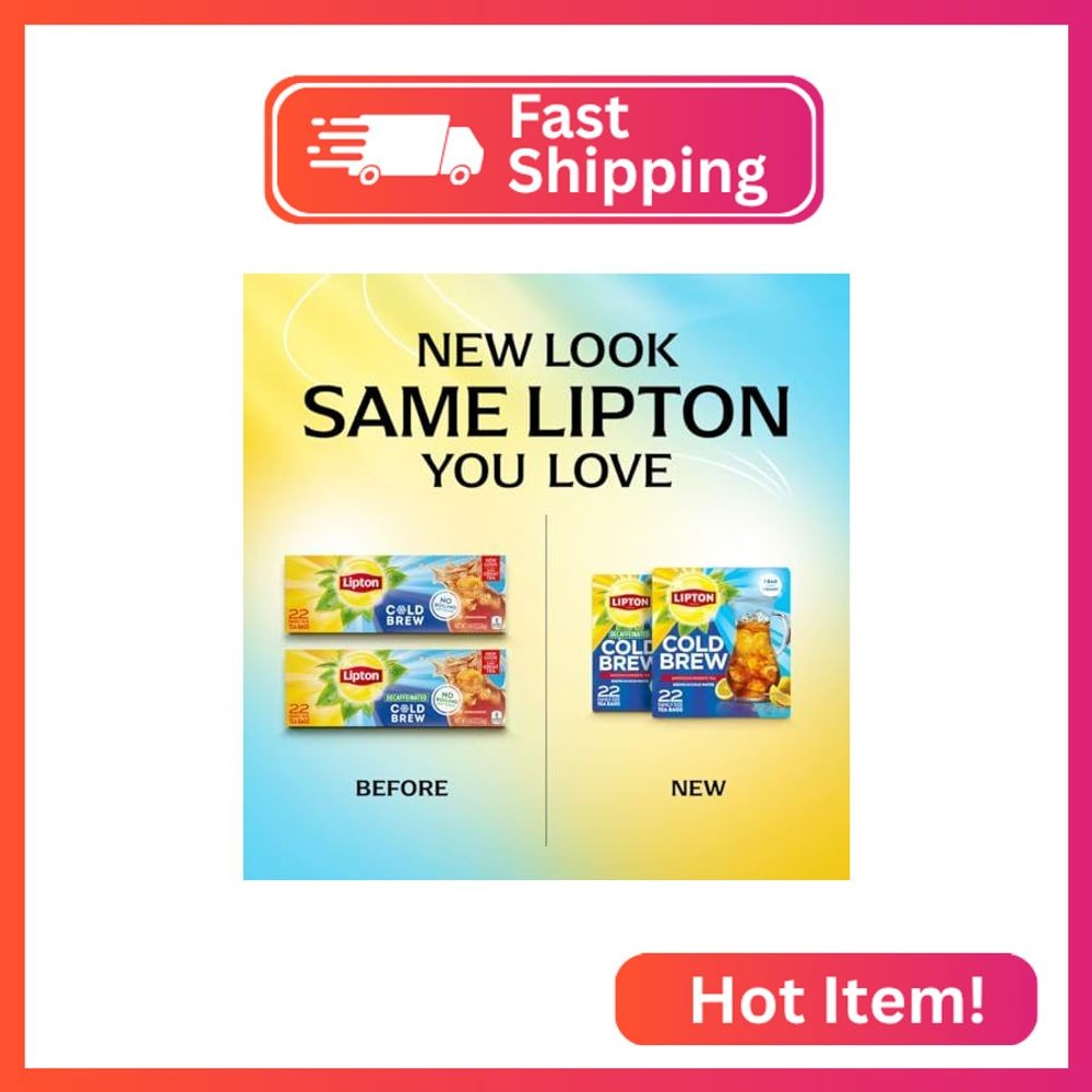 Lipton Cold Brew Iced Tea Bags, Family Size Zero Calories, Easy-To-Make with no