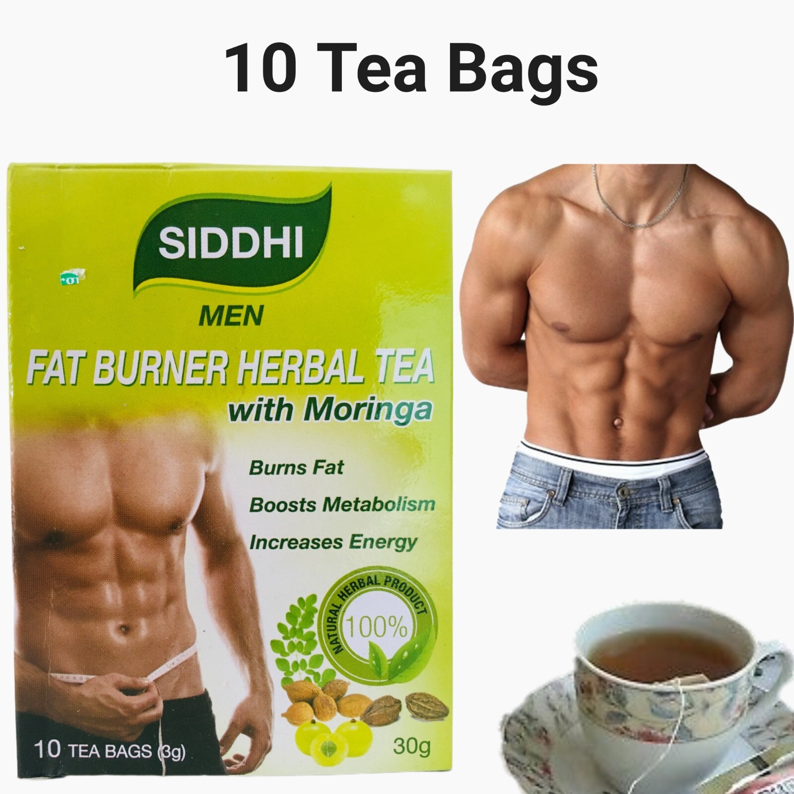 Siddhi Men Fat Burner Tea – Natural Weight Loss & Energy Booster – 10 Tea Bags