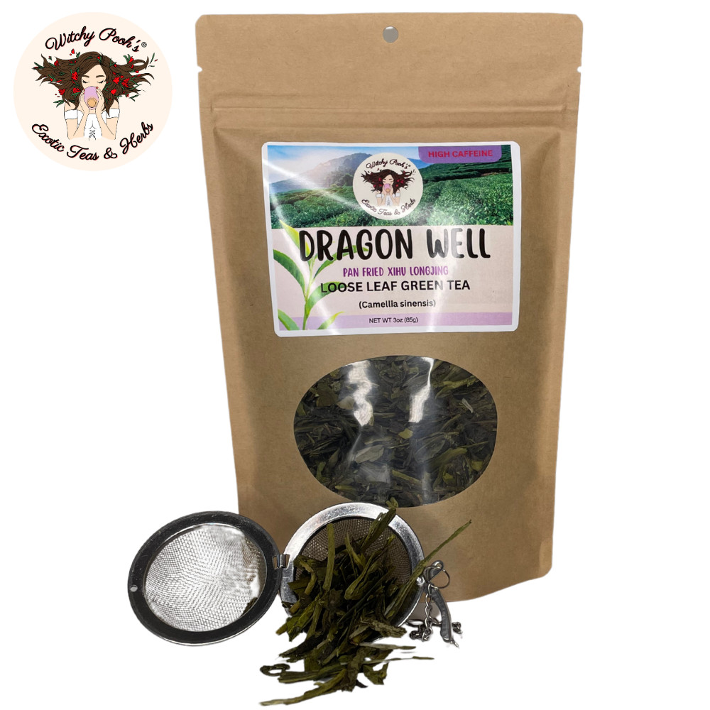 Dragon Well Loose Leaf Green Tea, High Caffeine Equal to Coffee