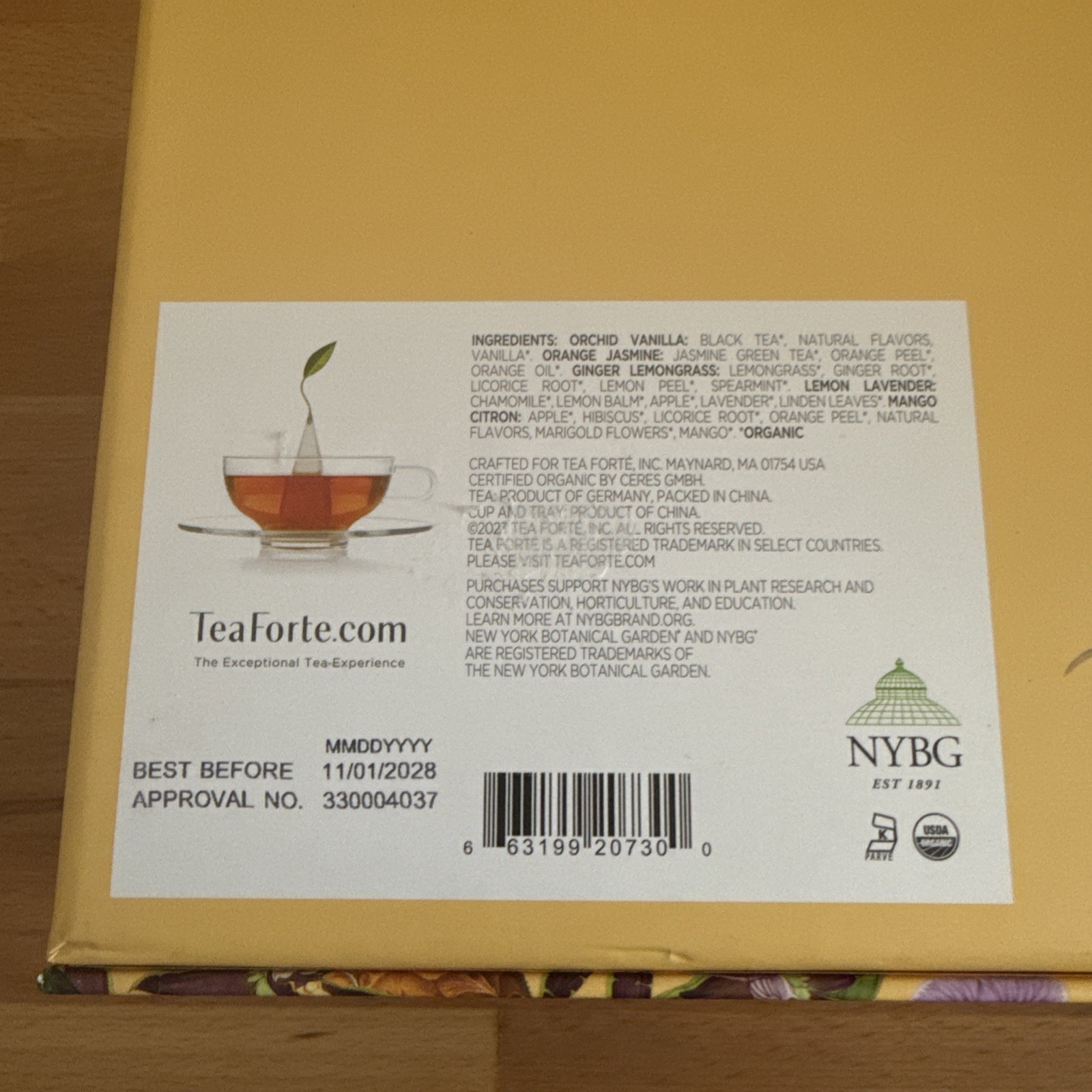 Tea Forte Paradis NY Botanical Gardens 3-Pc Tea Gift Set NIB