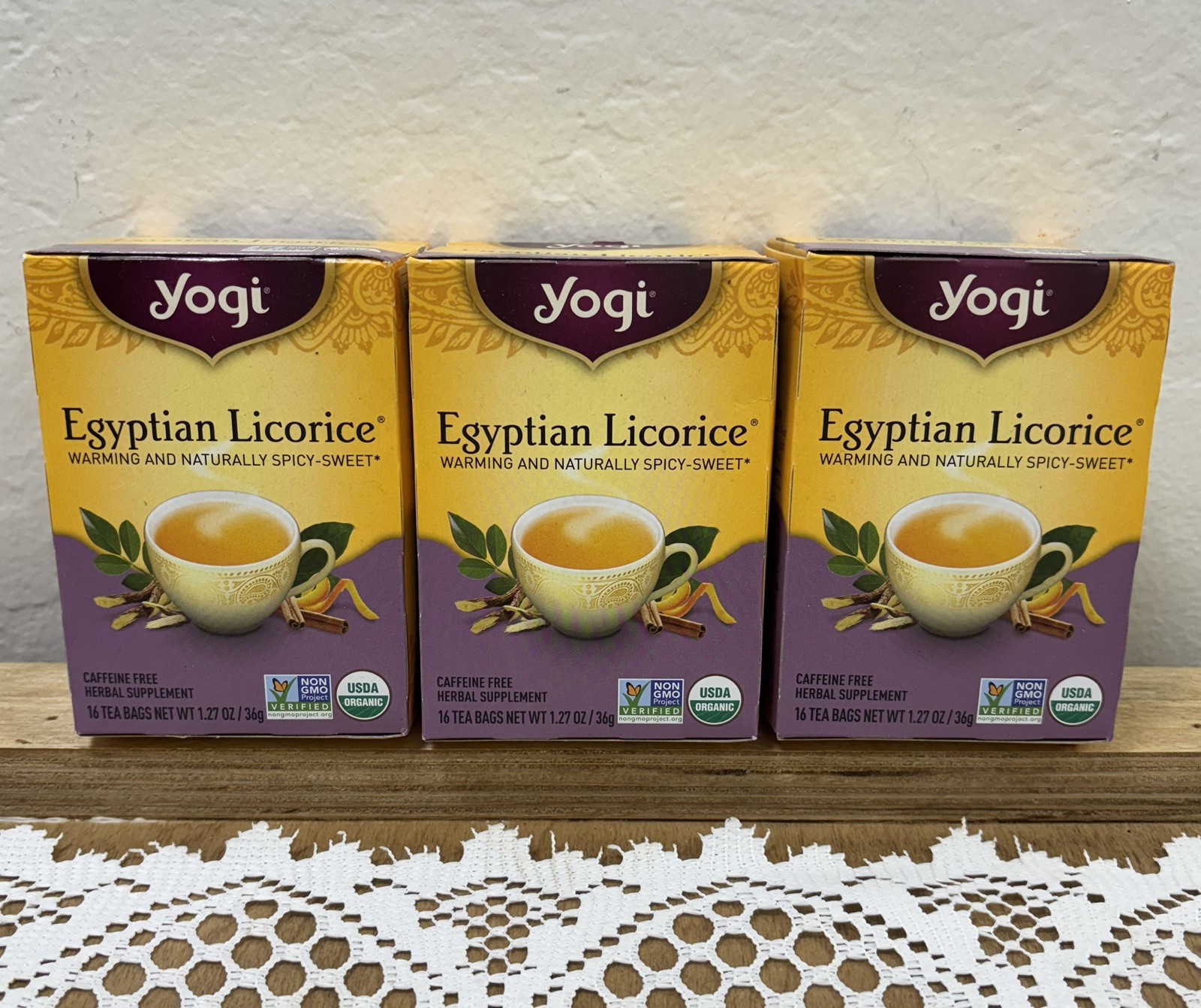 Yogi Tea Egyptian Licorice Tea (3 pack ) 16 Tea Bags per Box Organic BB 10/2027