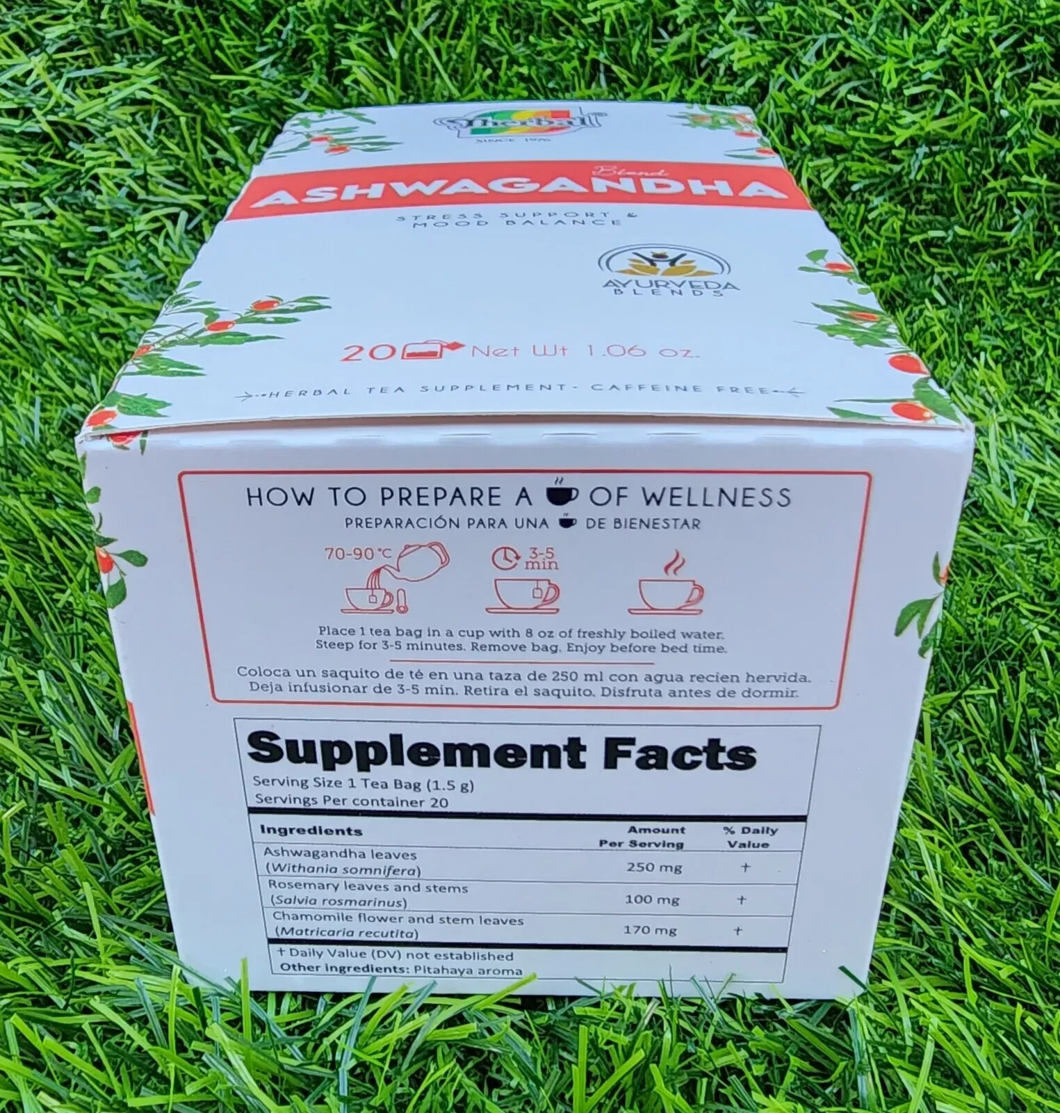 2 Boxes Te de Ashwagandha Tea Therbal Herbal Tea 40 Tea Bags Free Shipping