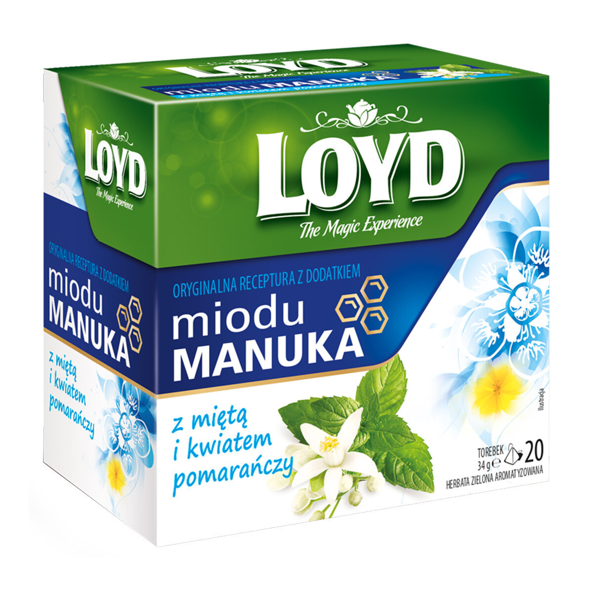 Mokate LOYD MINT, ORANGE & MANUKA – Herbal Fruit Infusion 20 Bags 34g / 1.19oz