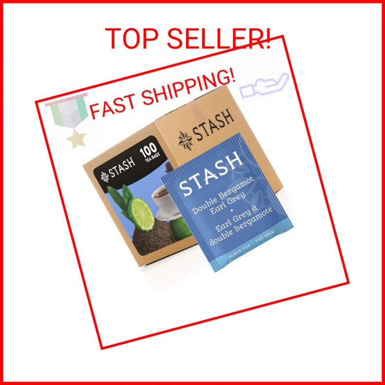 Stash Tea Double Bergamot Earl Grey Black Tea, Box of 100 Tea Bags