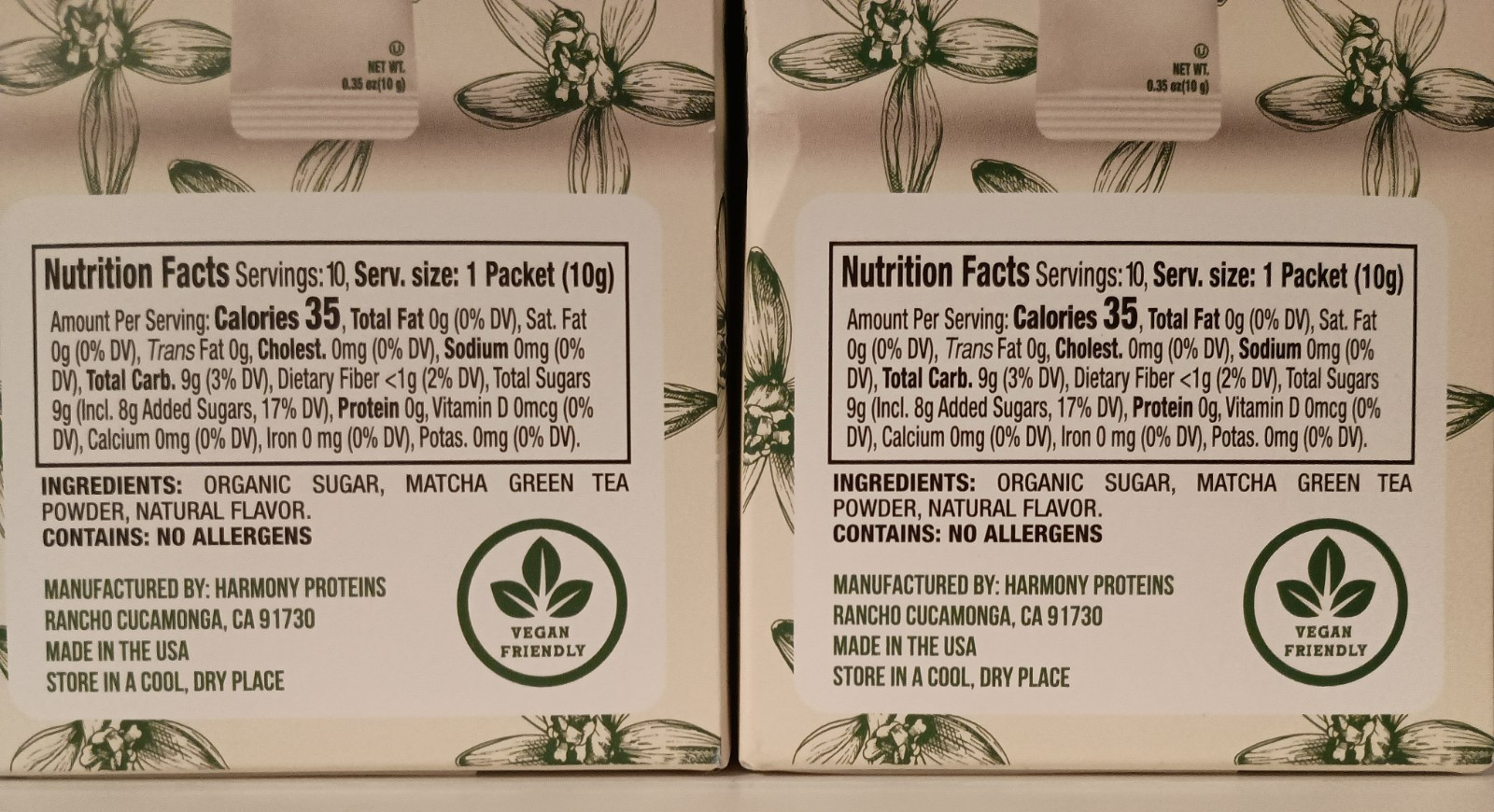 20 Harmony Matcha Vanilla Japanese Matcha, Sweetened w/ Organic Sugar On-the Go