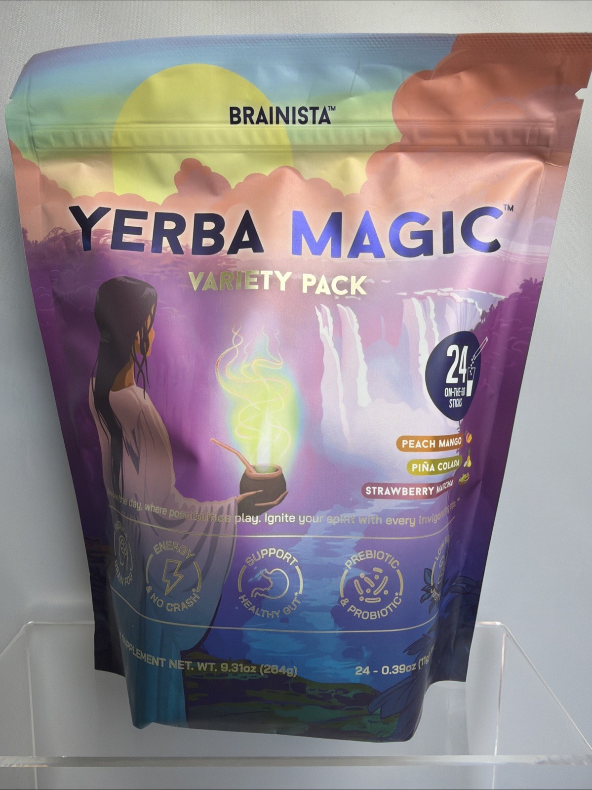Authentic Brainista Yerba Magic Variety Yerba Mate Tea Powder Strawberry Peach
