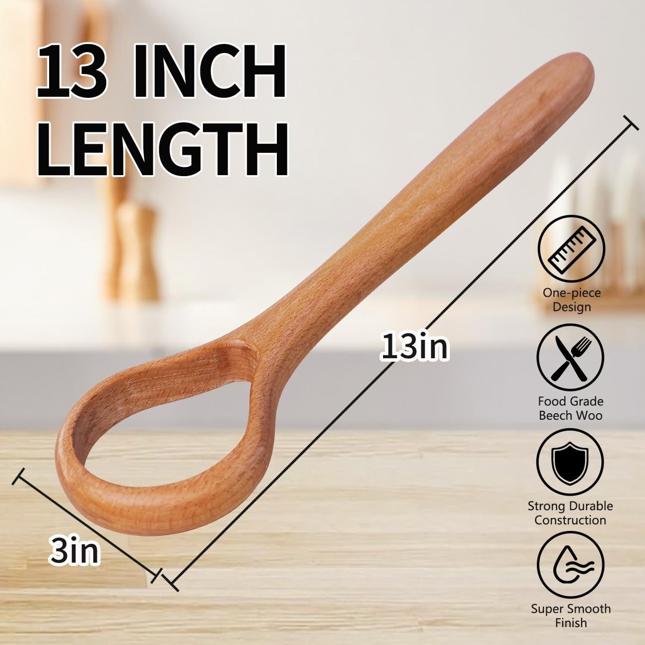 Danish Dough Whisk Set of 2 – 13-Inch Bread Making Tools Standard, Beechwood
