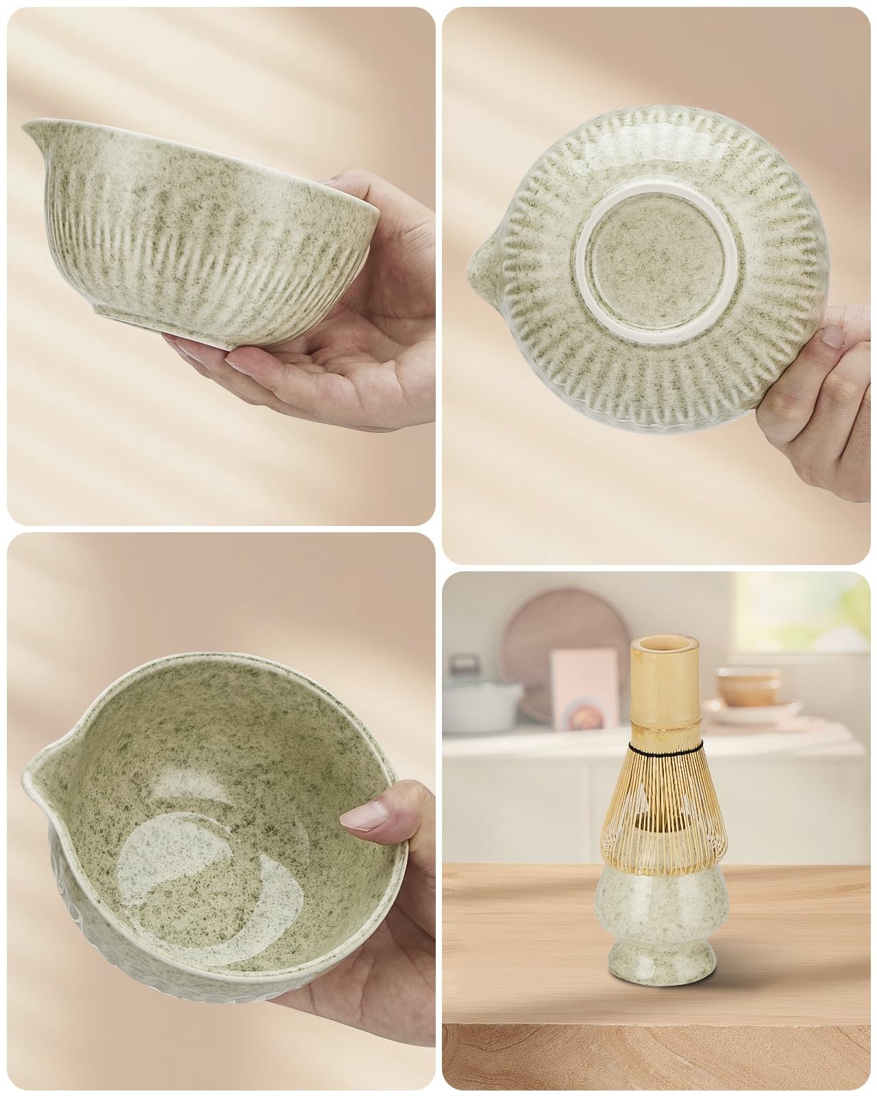 Matcha Whisk Set 7pc 20oz Bowl Sifter Tea Towel Ceremony Tea Kit