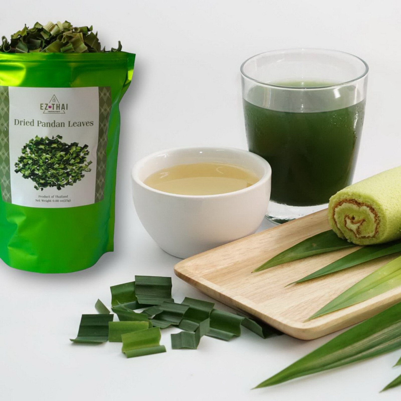 Green Dried Pandan Leaves 1oz Natural Herbal Tea Authentic Thai Flavor and Aroma