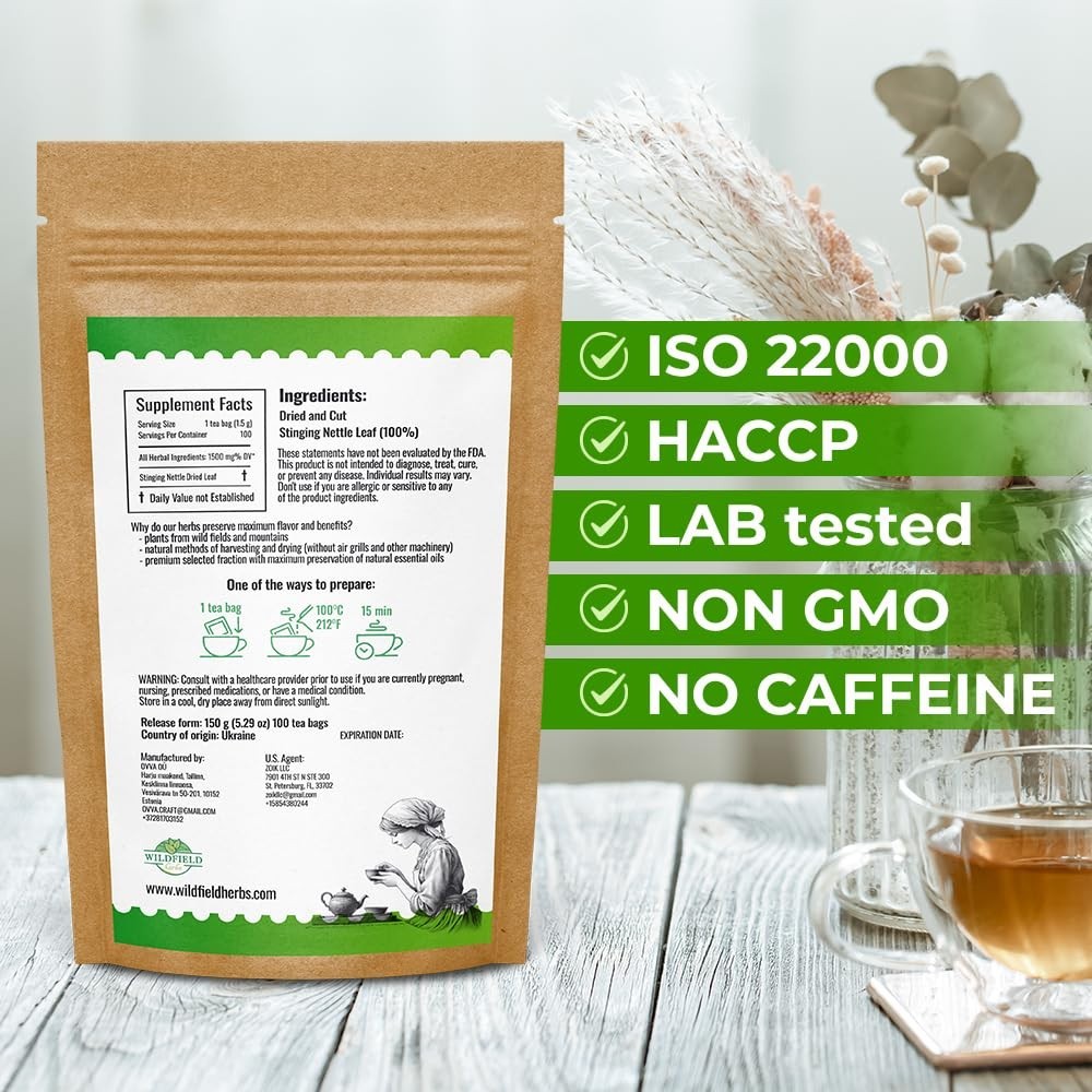 Urtica Dioica Nettle Leaf Tea Bags – 100 Count