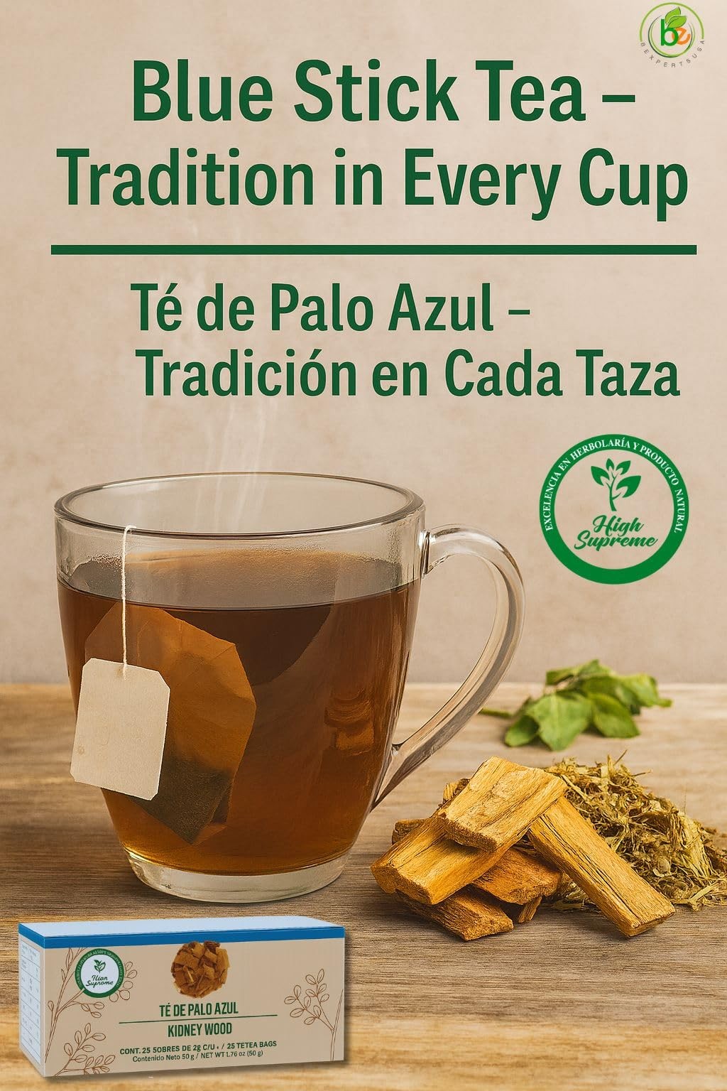 Authentic Palo Azul Tea Bags 100 Natural Vegan Non GMO 25 Bags Herbal Infusion