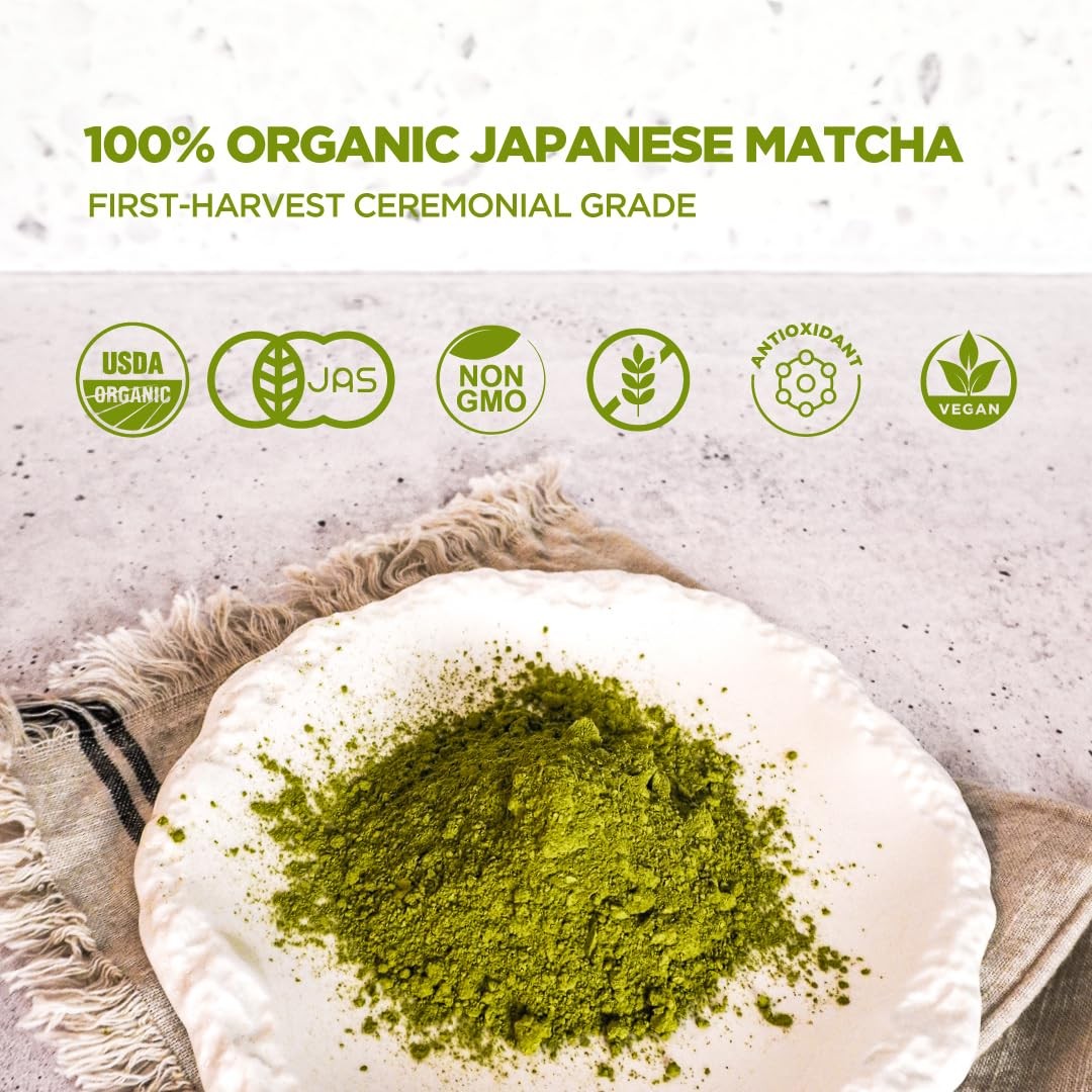 Organic Ceremonial Grade Matcha Powder – Matcha Green Tea for Lattes | First-…