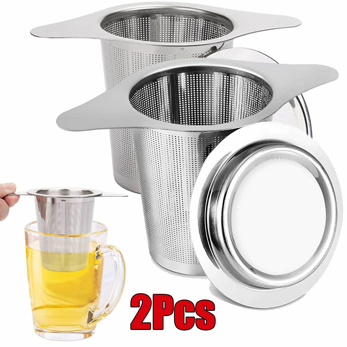 2 Pcs Stainless Steel Mesh Tea Infuser Reusable Strainer Loose Tea Leaf Filter