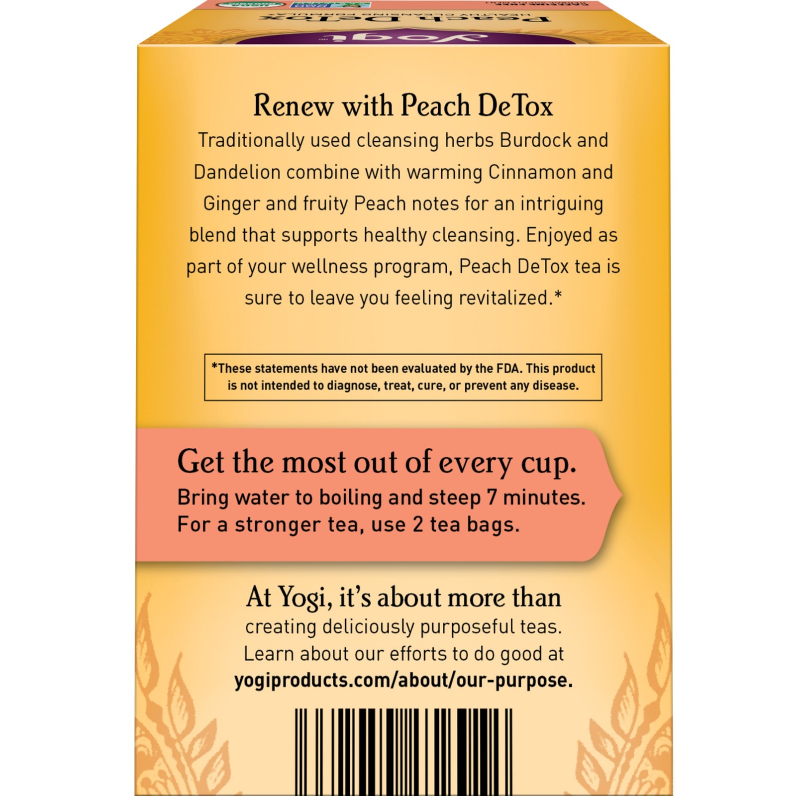 Yogi Tea – Peach DeTox Tea (4 Pack) Caffeine Free – 64 Organic Herbal Tea Bags