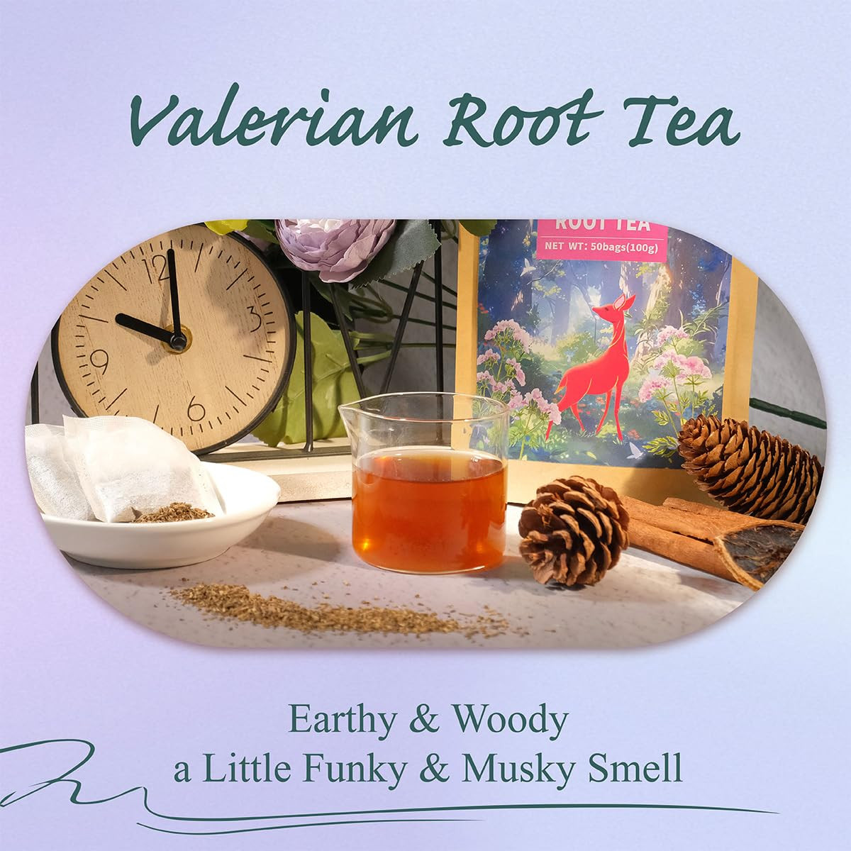 Valerian Root Tea Bags, Made with Pure Valerian Root (Valeriana), 50 Count Earth