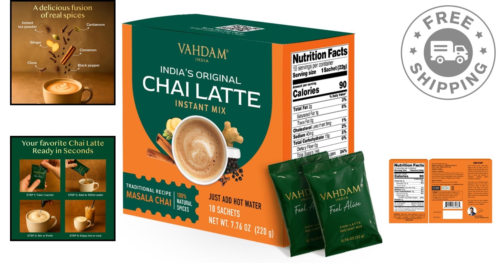 10 Convenient Instant Chai Latte Sachets – Rich Flavor with No Steeping