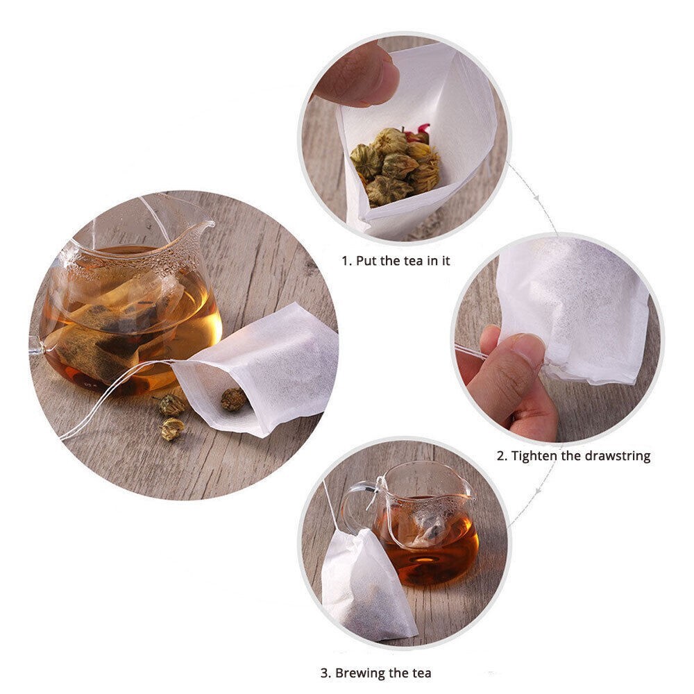 100-800 PCS Non-woven Tea bag Filter Empty Teabags Herb Loose Drawstring Bag