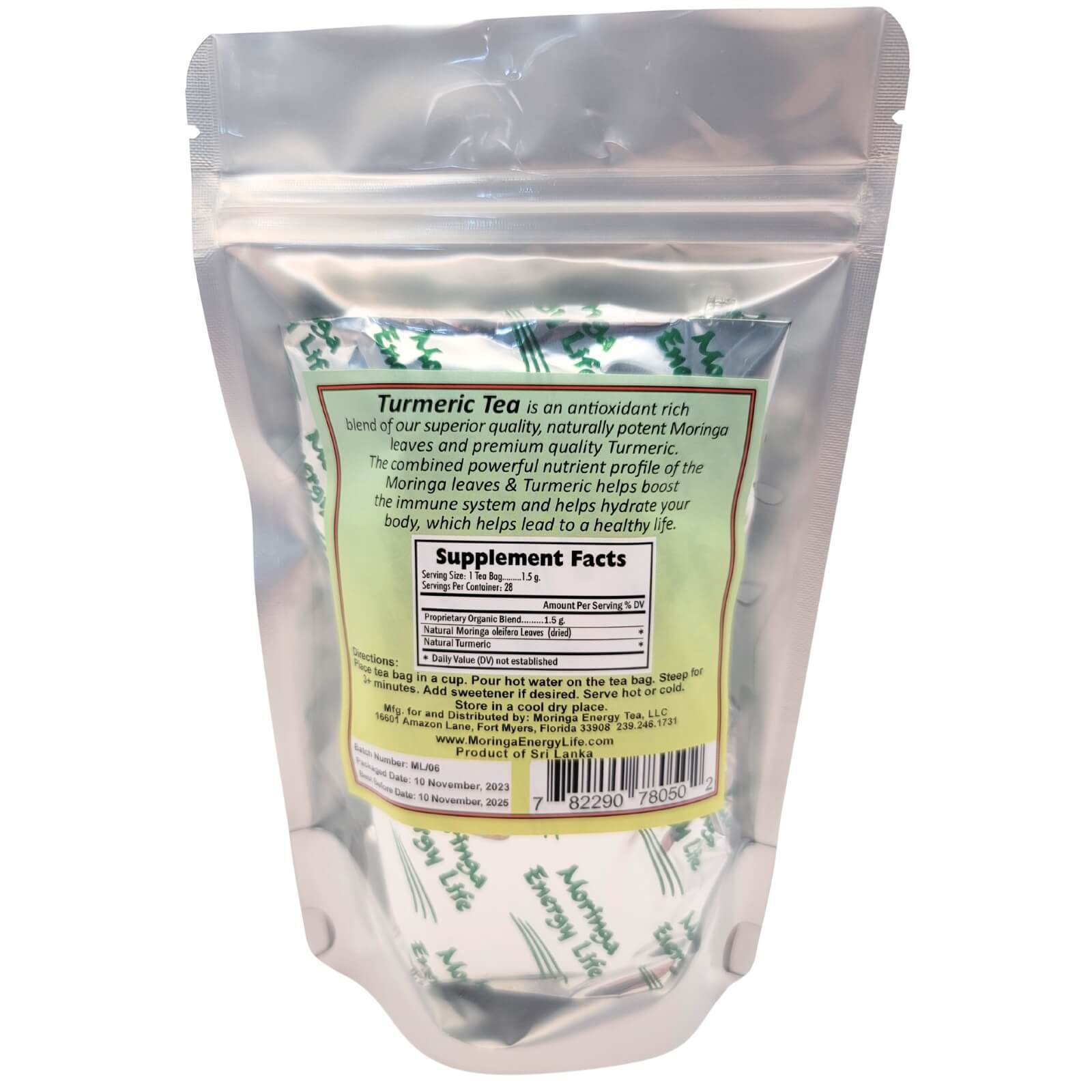 Moringa Turmeric Tea Bags, 28 Herbal Teas