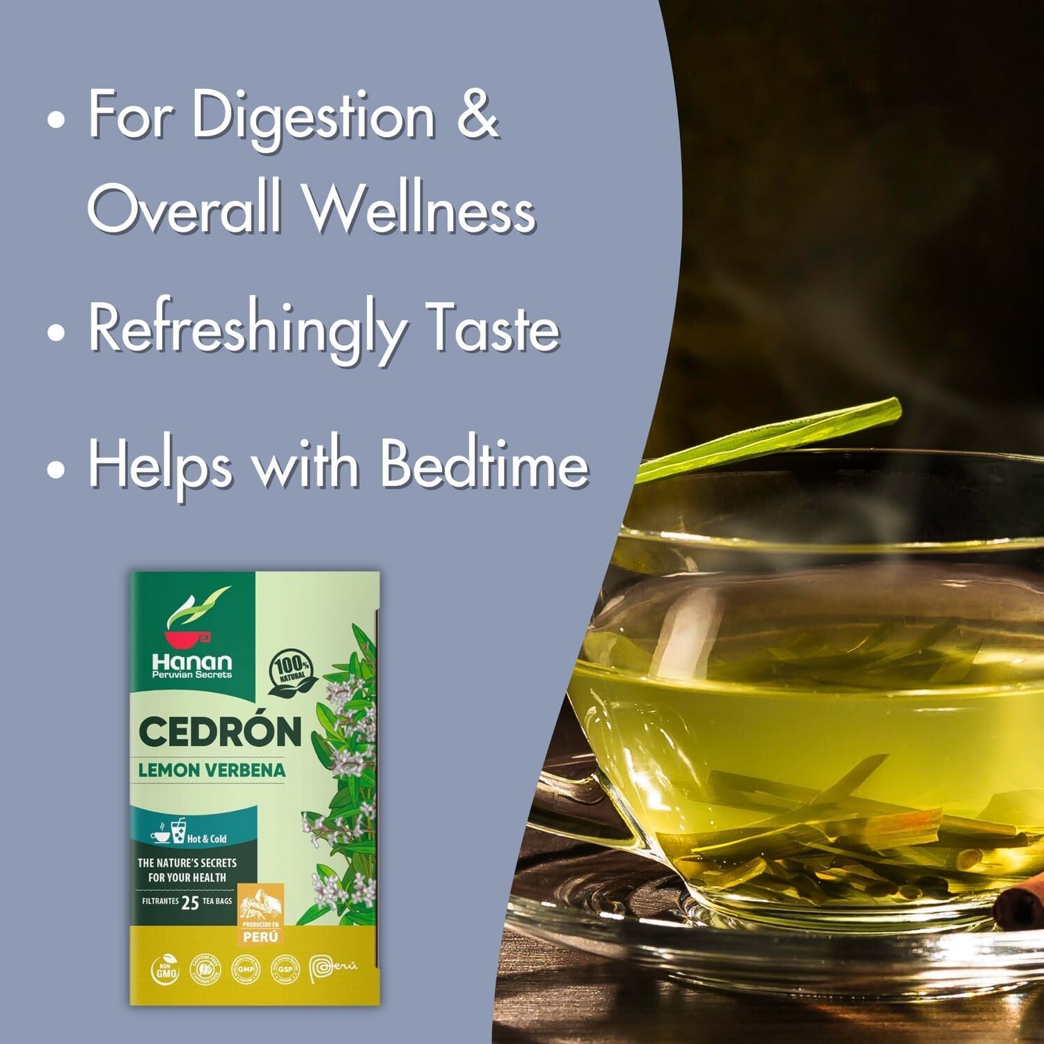 Lemon Verbena 50 Teabags of Cedron Herbal Tea All Natural Lemon Beebrush – Peru