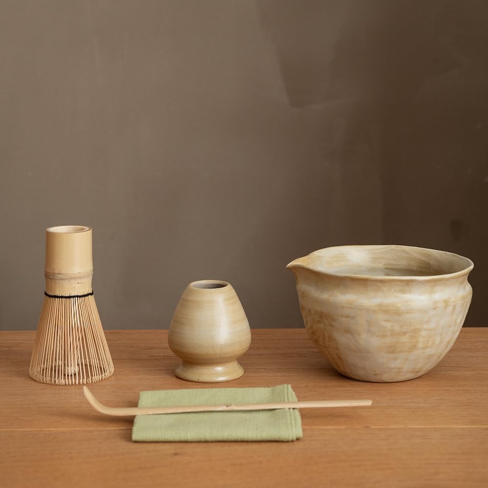 Japanese Matcha Whisk Set 6-Pcs with 500ml Ceramic Bowl, Bamboo Chasen – Matcha