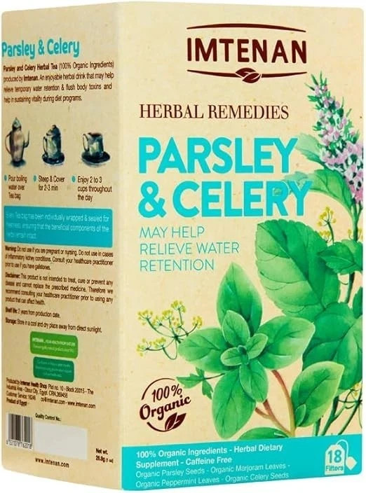6 Packs Imtenan Organic Parsley and celery herbal Tea 6 X 18 bag
