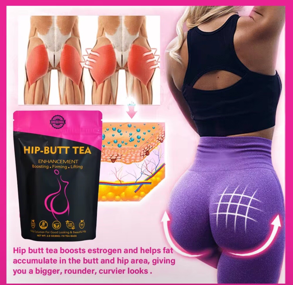 Hip Big Butt Tea Enhancement Buttock Firming Abundant Supplements Herbal Tea