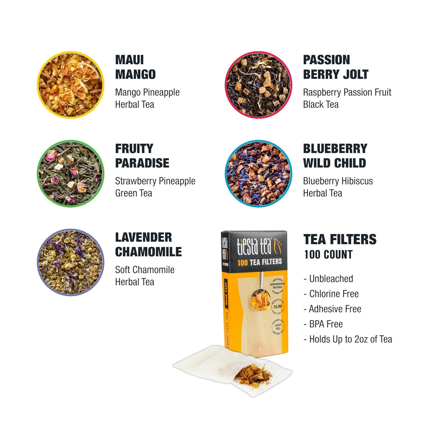 – Loose Leaf Kit, Premium Starter Kit Sampler, High to Non Caffeinated, Make Hot
