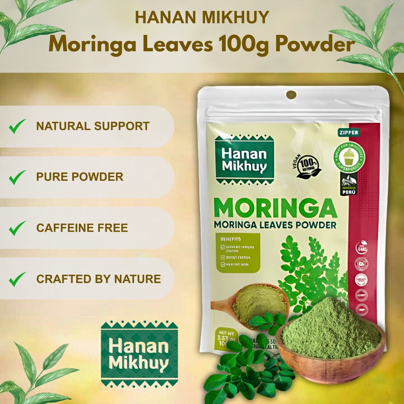 Moringa 100% Natural Moringa Leaf Powder – Healthy Skin & Overall Vitality -Peru