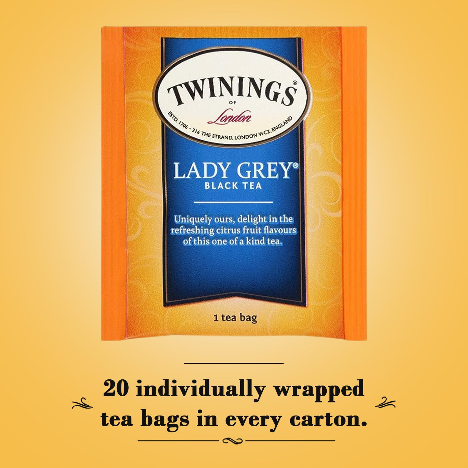 Twinings Lady Grey Black Tea, 20 Bags, 3 Packs, Citrus Flavored
