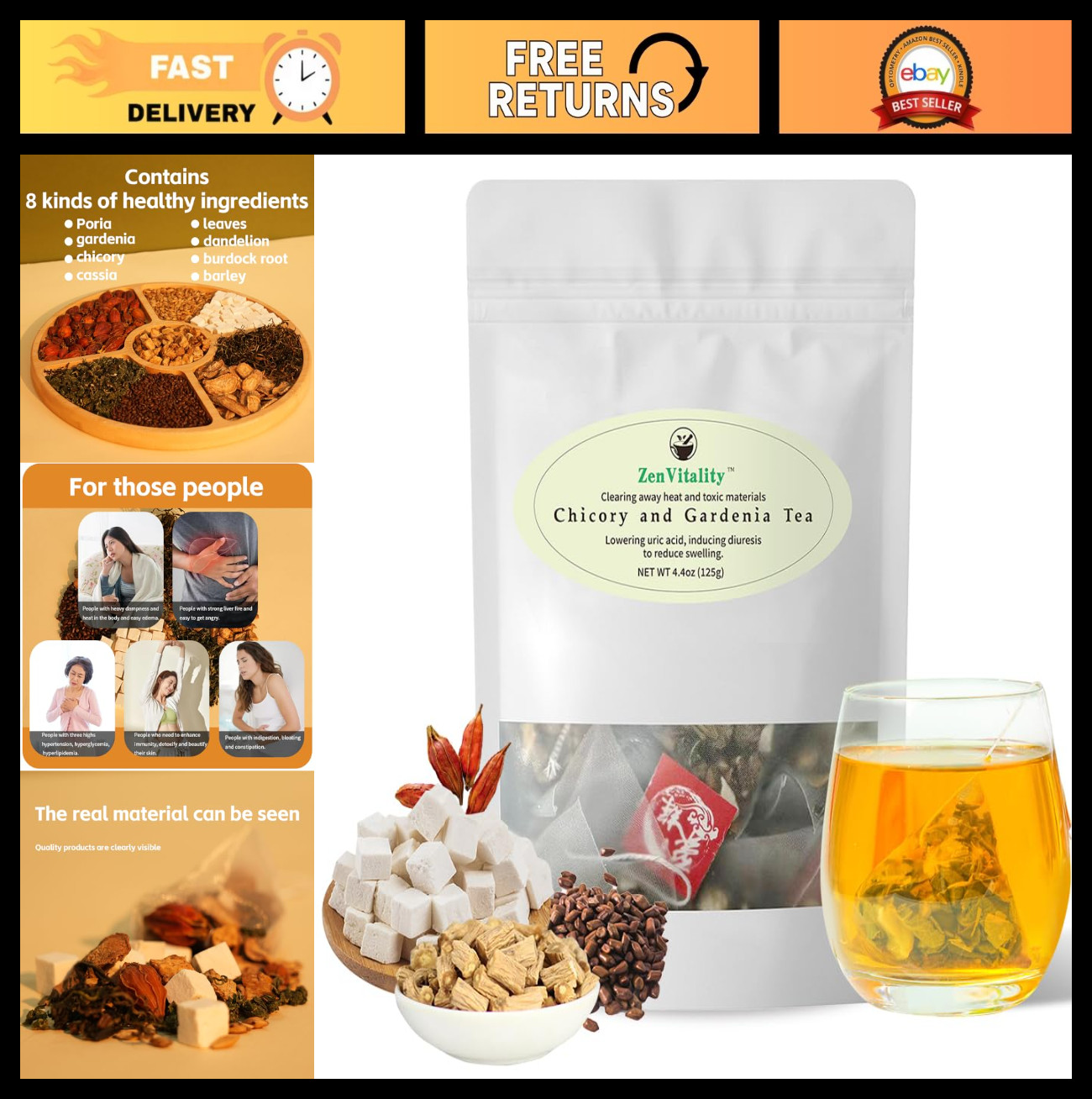 Organic Chicory & Gardenia Tea for Diabetics – Supports Blood Sugar, Digestion,