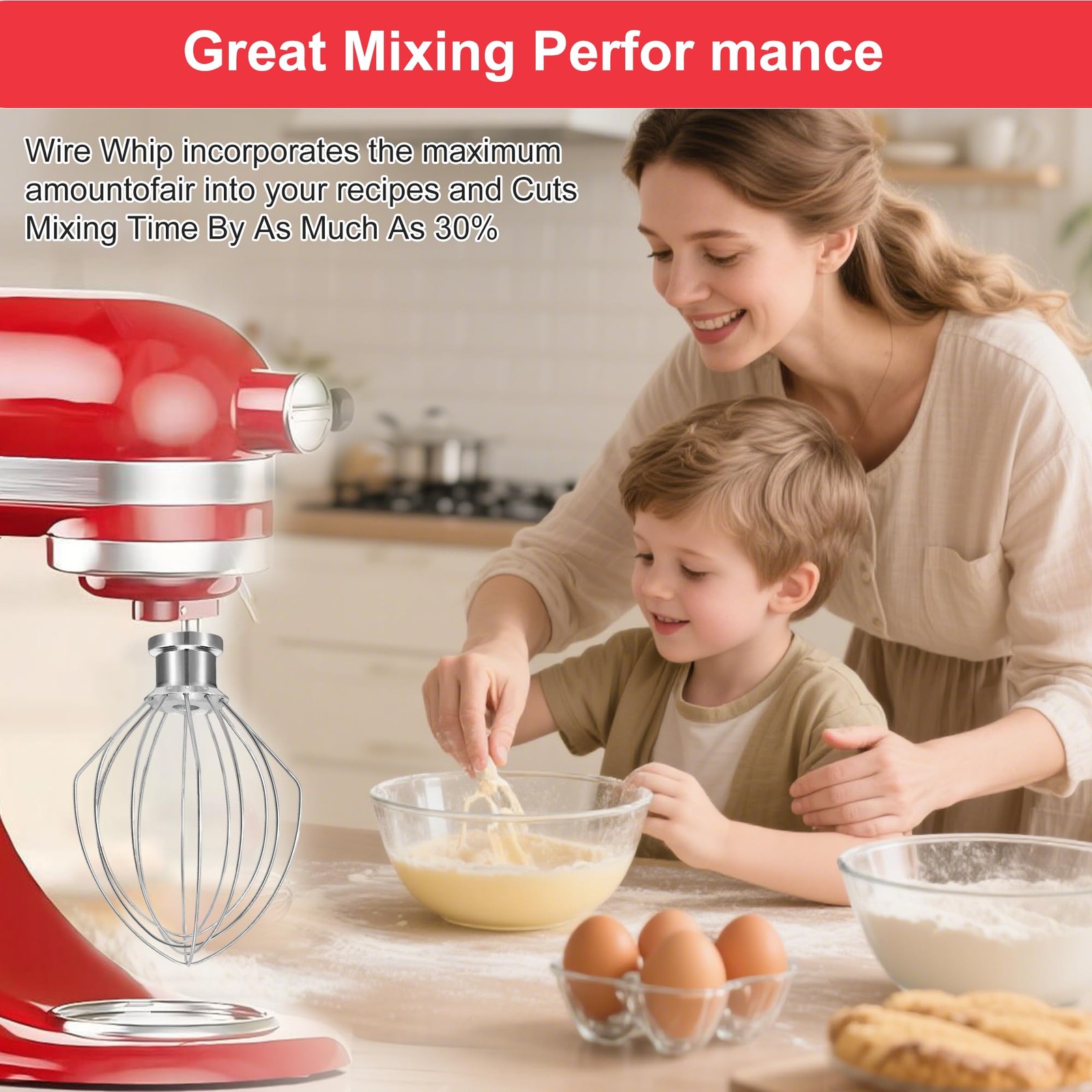 K5A Stainless Steel Whisk for KitchenAid 5Qt Bowl Lift Whisk, Silver