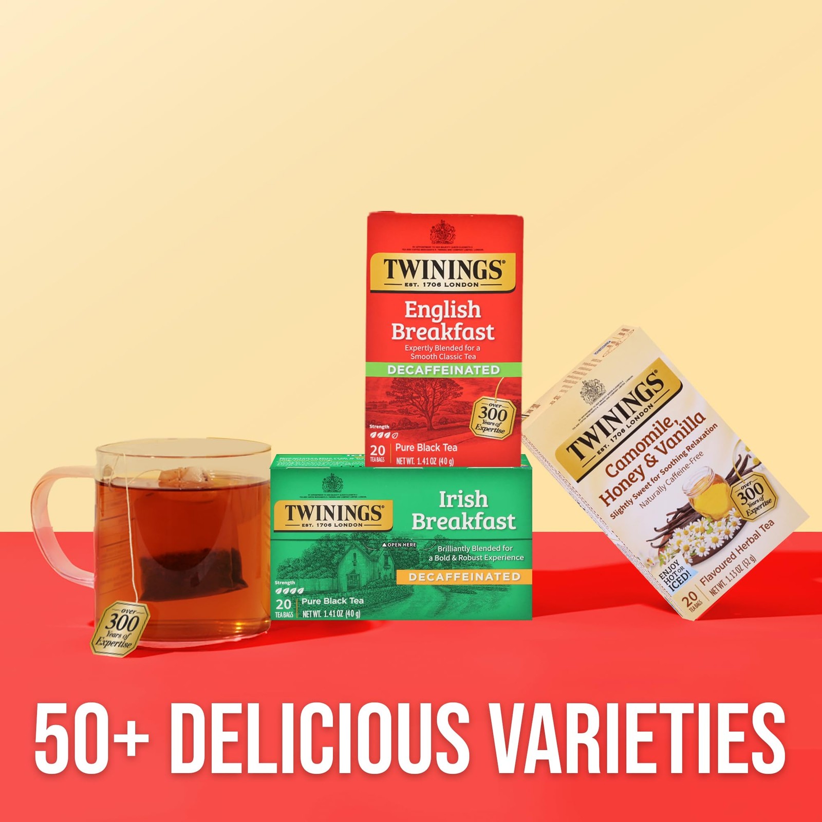 Twinings Decaffeinated English Breakfast Individually 20 Count (Pack of 6)