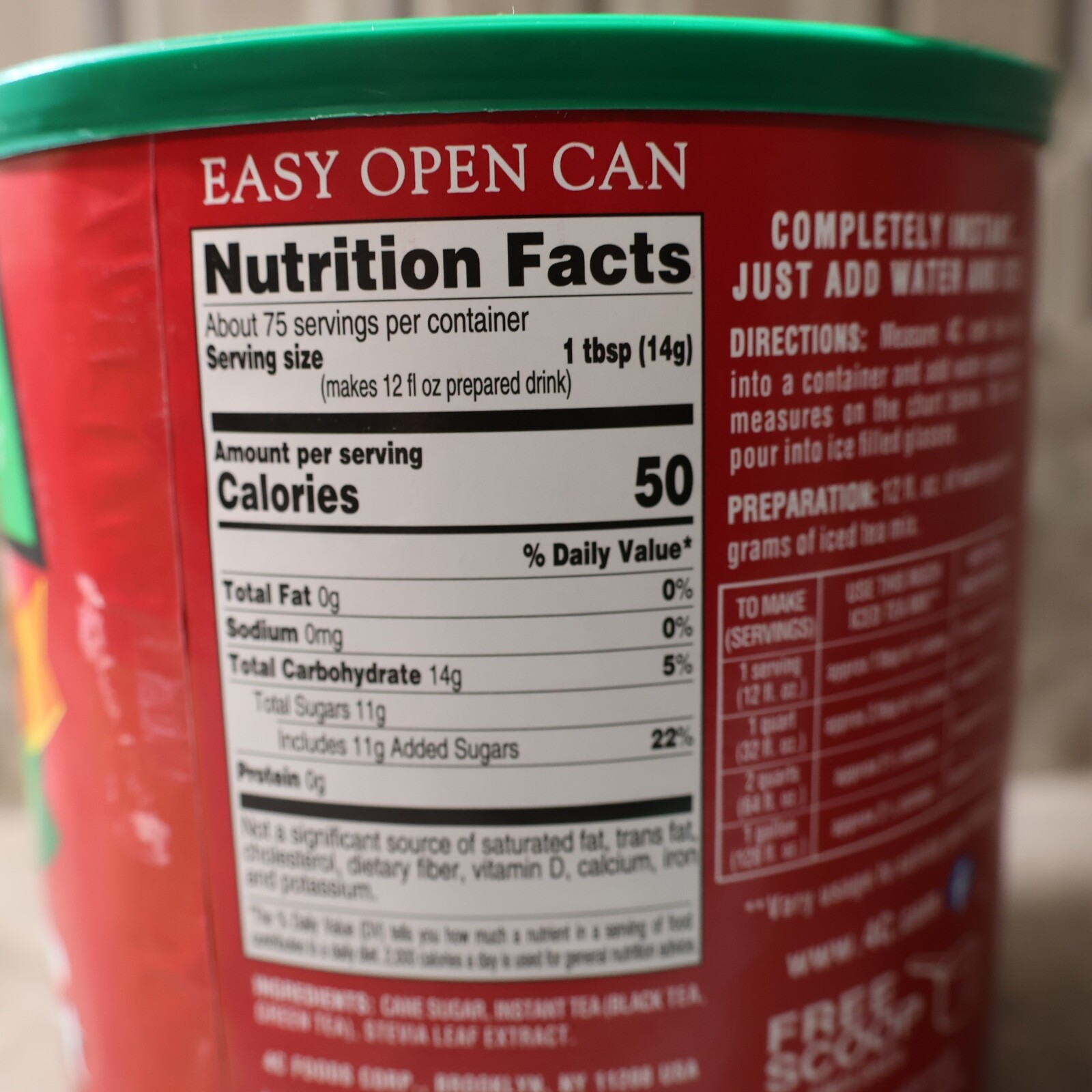 4C Drink Mix, Iced Tea, 36.9 Oz, All Natural Sweet Tea 1 Count – 28 quarts