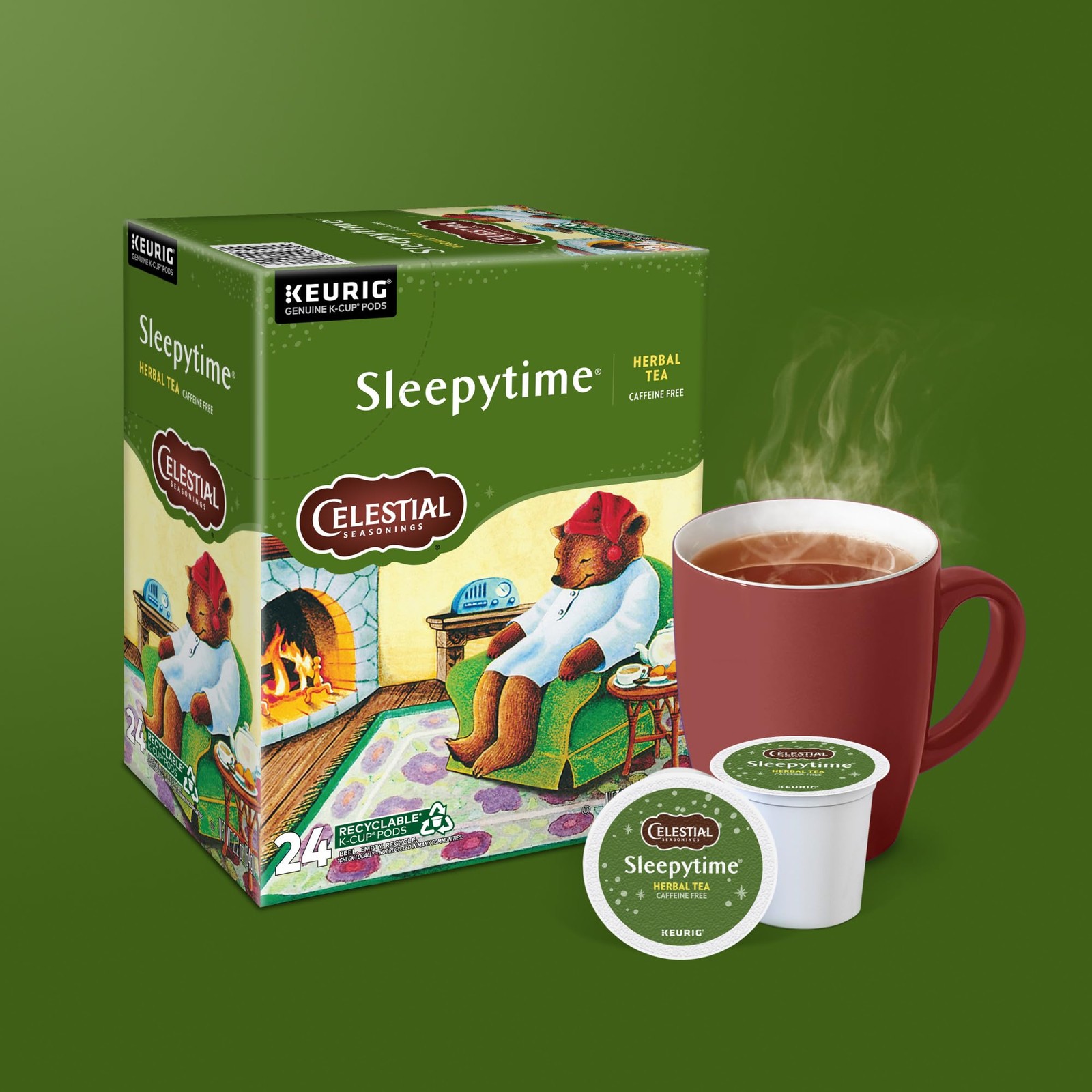 Sleepytime Herbal Tea K Cup Pods 88 Count Caffeine Free Cozy Flavor Recyclable