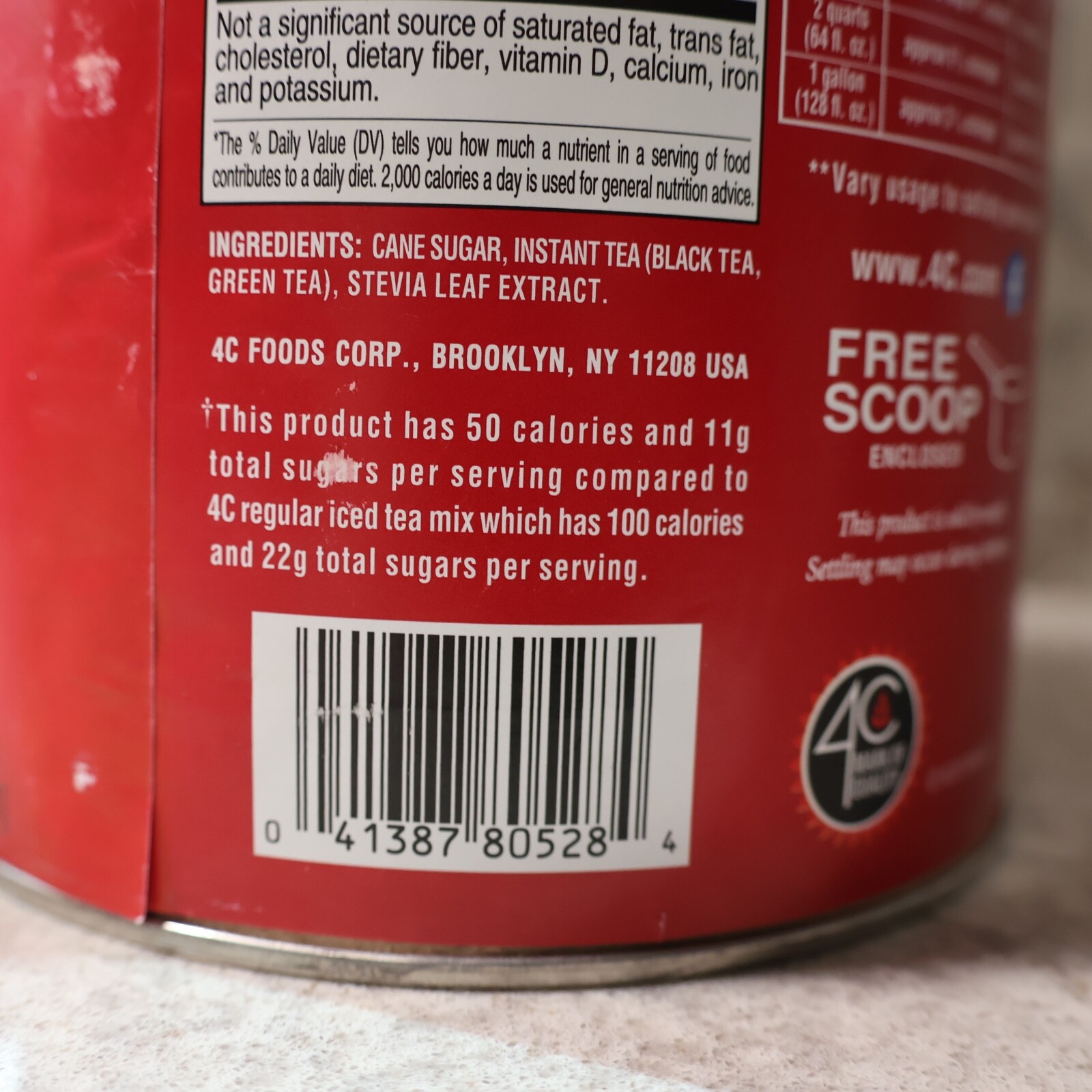 4C Drink Mix, Iced Tea, 36.9 Oz, All Natural Sweet Tea 1 Count – 28 quarts