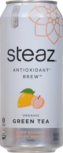 Steaz Organic Green Tea Zero Calorie Peach Mango 16 Fl Oz