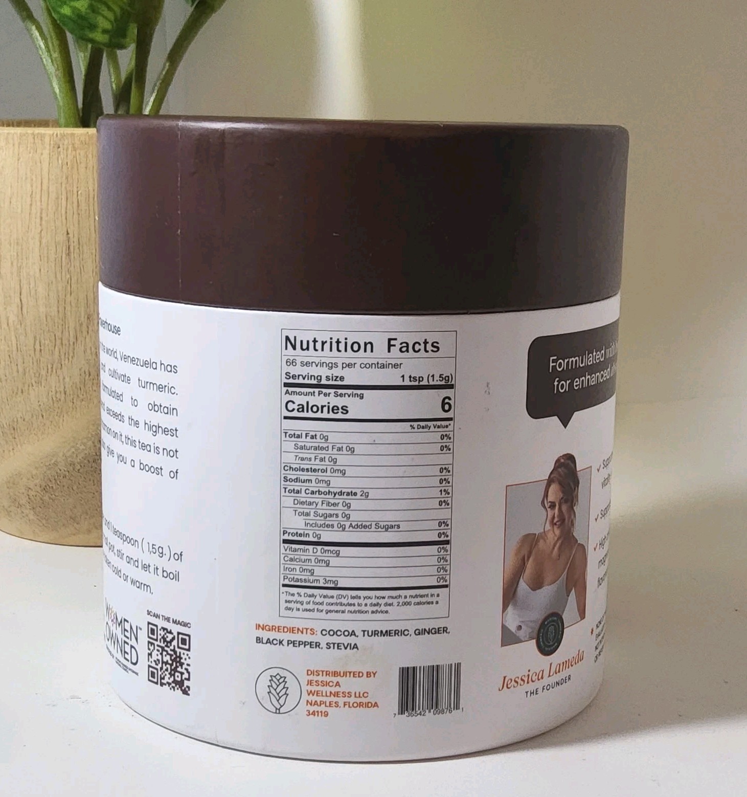 Jessica Wellness Magical Turmeric Tea Organic COCOA FLAVOR 3.5oz SEALED / NEW