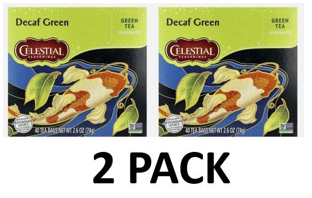 2 PACK Green Tea, Decaf, 40 Tea Bags each, 2.6 oz (74 g) Best by 6/2026
