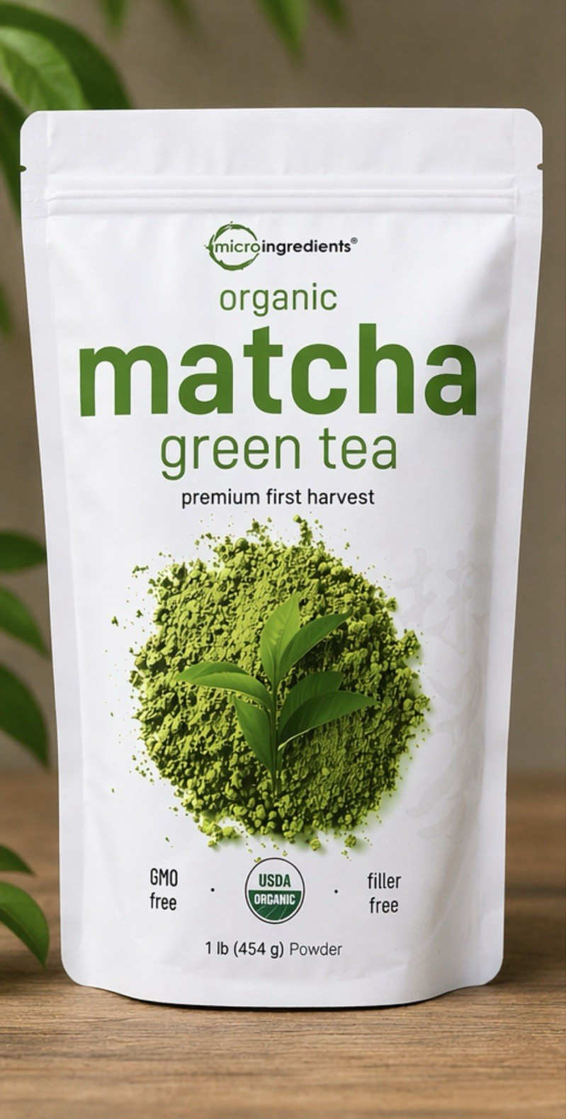 Micro Ingredients Organic Matcha Green Tea Powder 1lb/454g Premium First Harvest