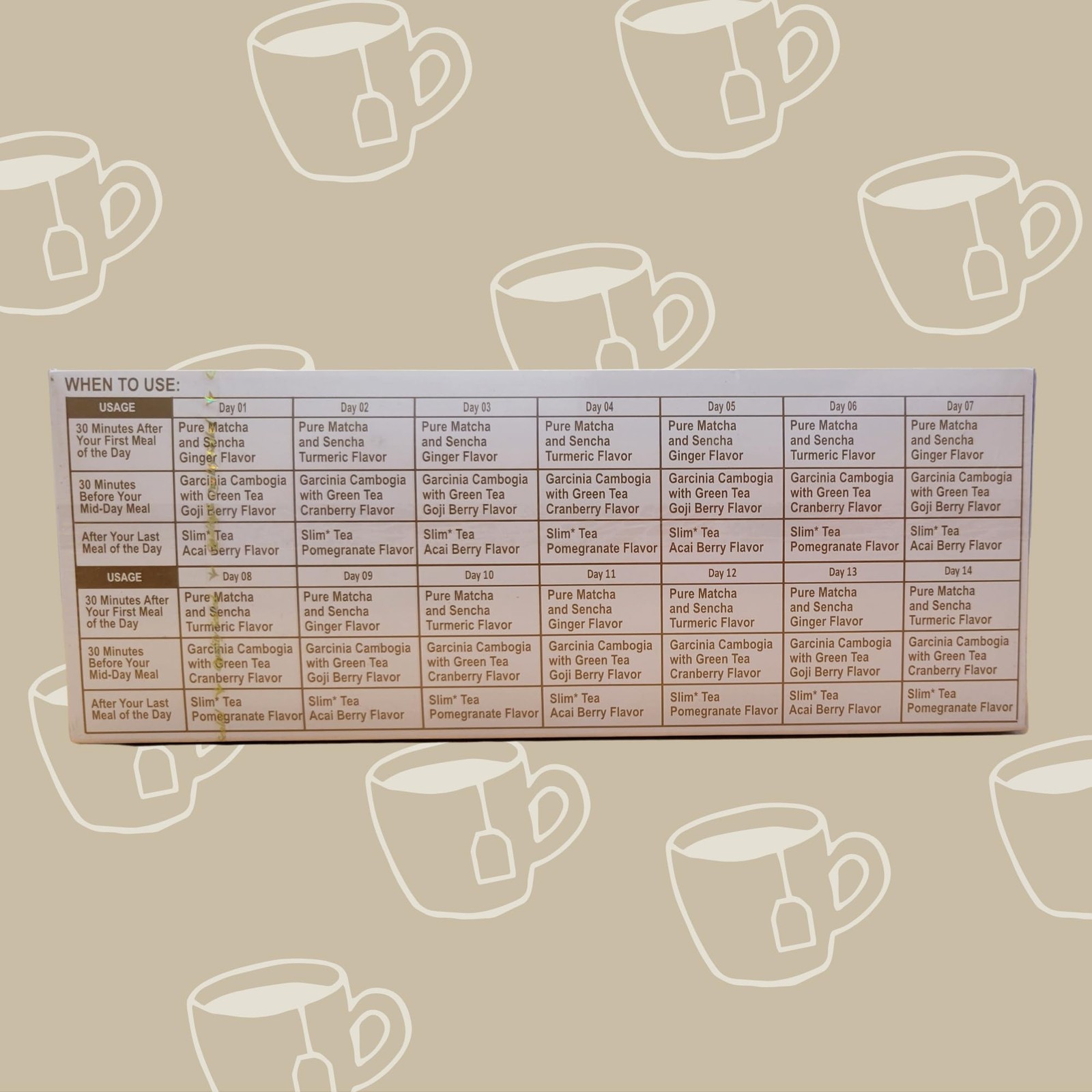 14 Day Weight Loss Tea – 42 Tea Bags – Garcinia Cambogia, Matcha, Senna
