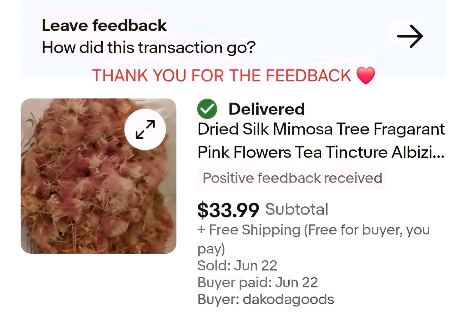 Dried Mimosa Silk Tree Flowers Edible Tea Herb Albizia Julibrissin Calming